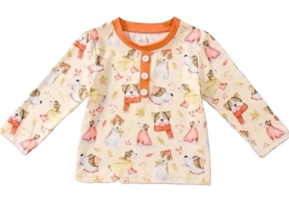 Pete + Lucy Snuggly Paws Puppy Print Top Sz 2T Stretchy Long Sleeve NWT $24